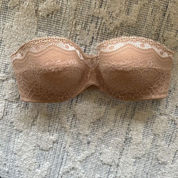 Wacoal Other - b.tempt’d by Wacoal nude strapless underwire lace bra size 32D